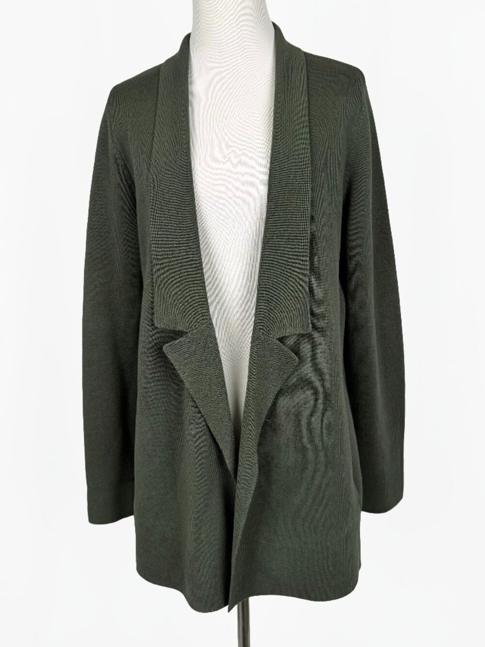 Eileen Fisher Olive/Green Silk Cotton Knit Open Cardigan Sweater Women's Size S